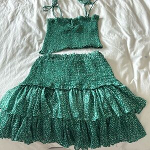 green skirt set